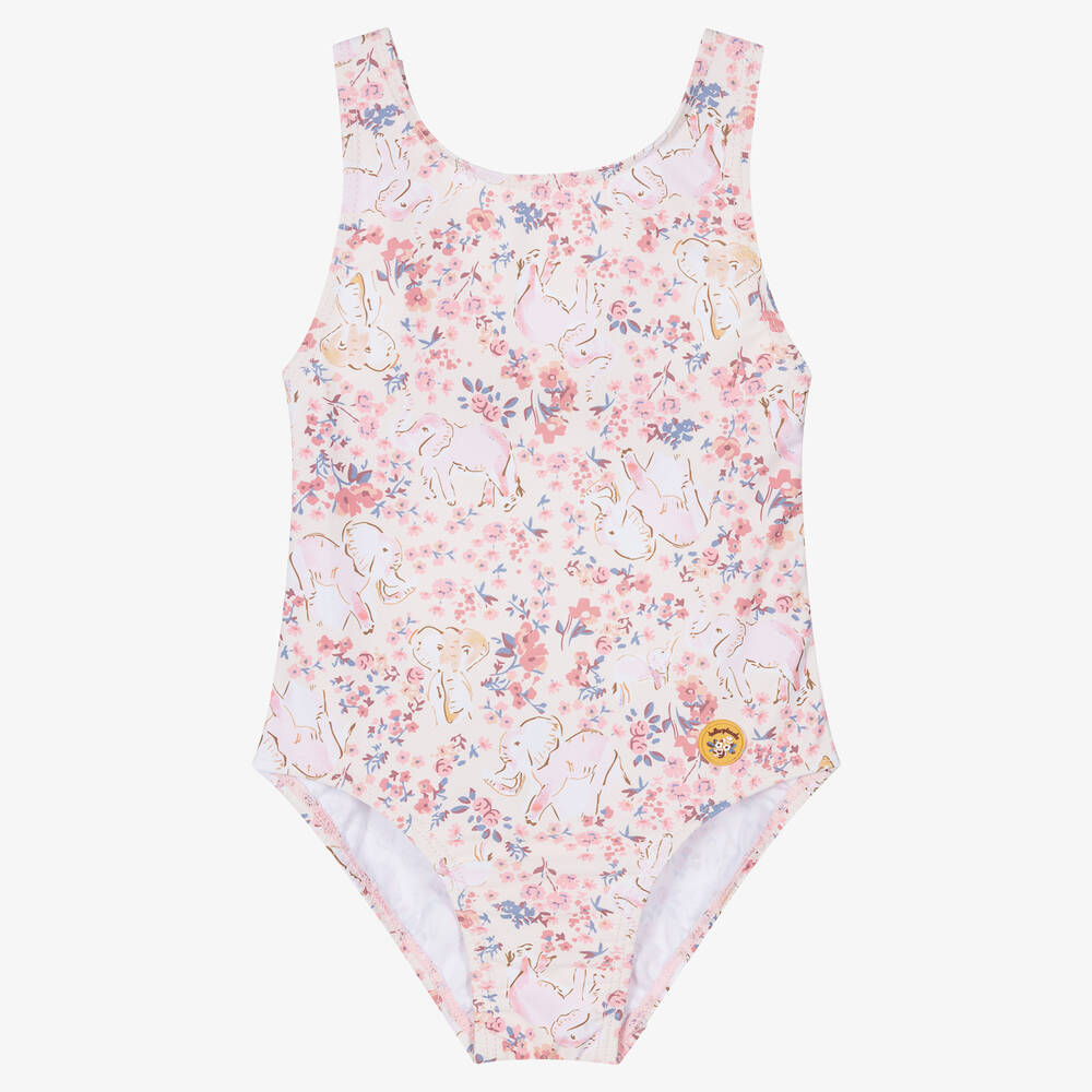 Tutto Piccolo - Girls Pink Floral Swimsuit | Childrensalon