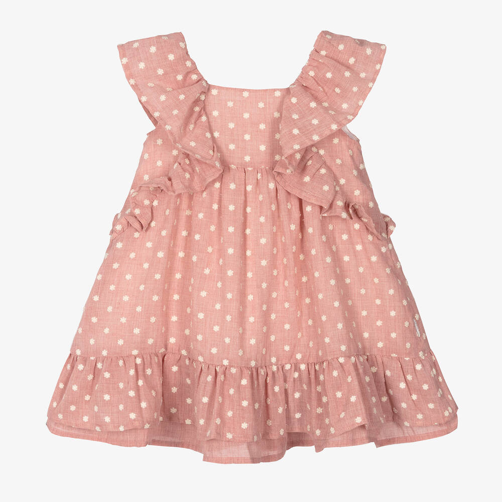 Tutto Piccolo - Girls Pink Flower Embroidered Dress | Childrensalon Outlet