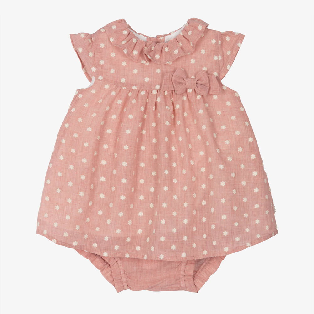 Tutto Piccolo - Girls Pink Flower Embroidered Dress | Childrensalon Outlet