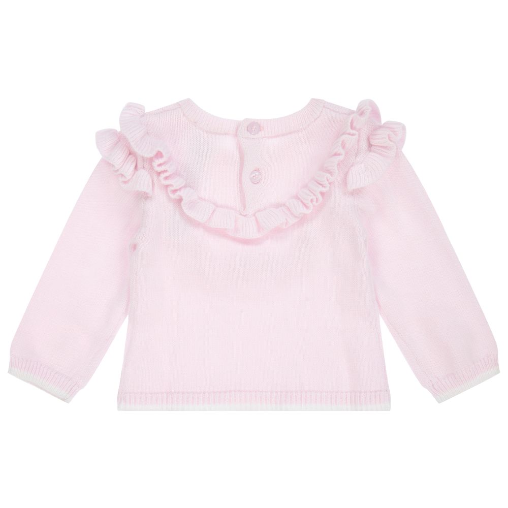 Tutto Piccolo-Girls Pink Frill Sweater | Childrensalon Outlet