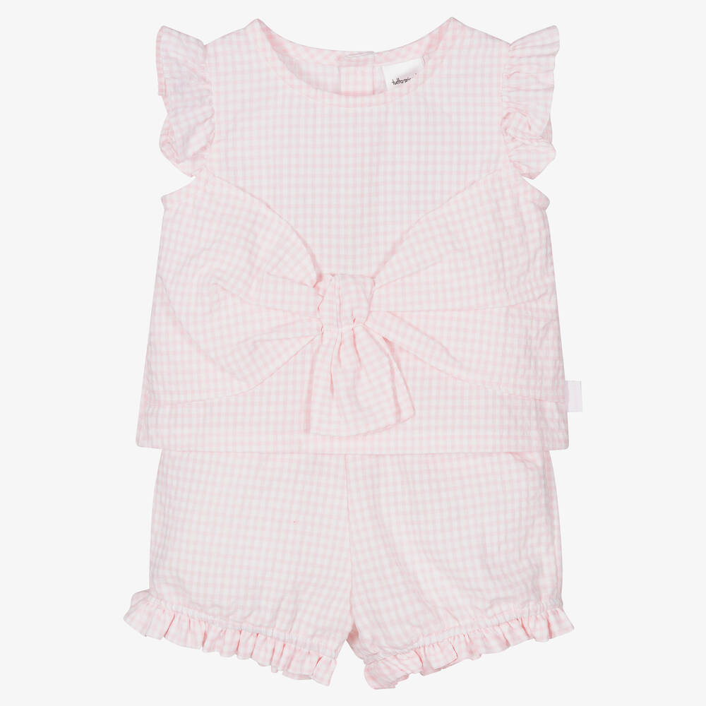 Tutto Piccolo - Ensemble short rose vichy en coton | Childrensalon