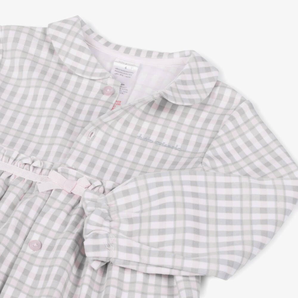 Tutto Piccolo-Girls Pink & Grey Check Cotton Pyjamas | Childrensalon Outlet