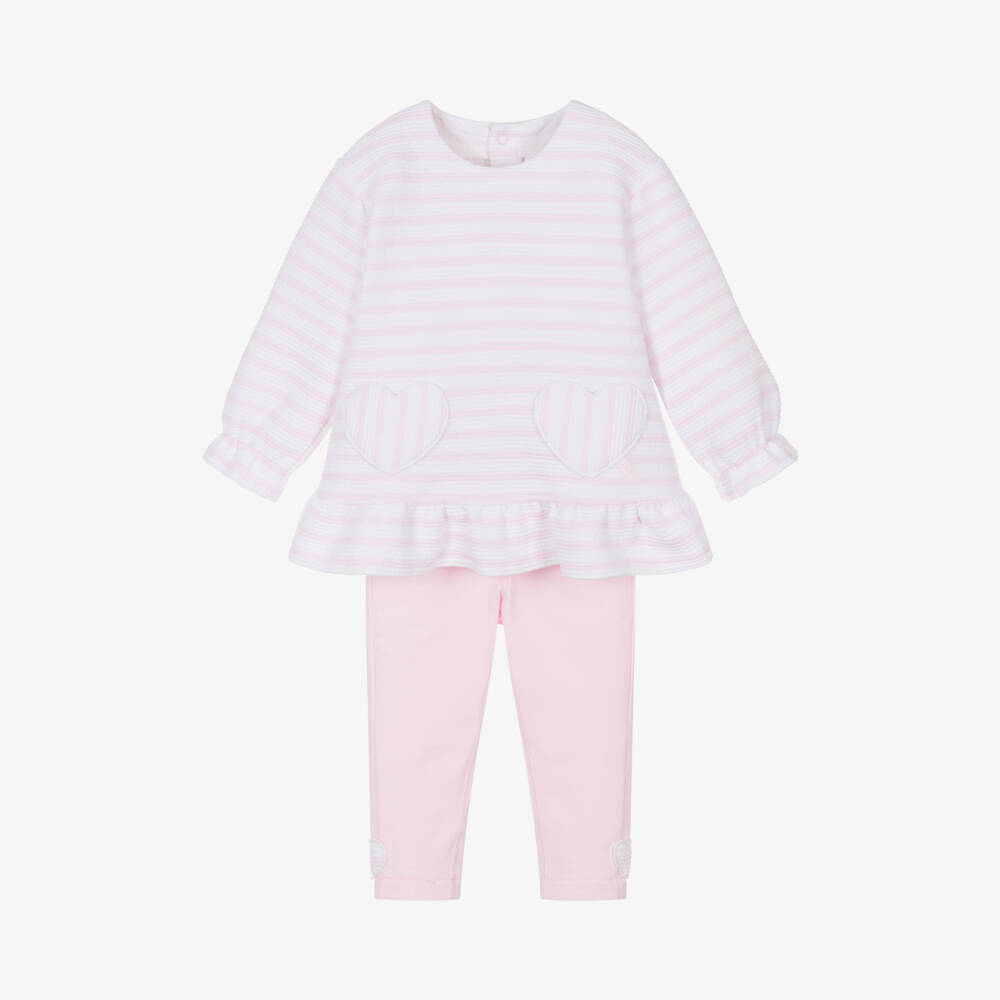 Tutto Piccolo-Girls Pink Heart Leggings Set | Childrensalon Outlet