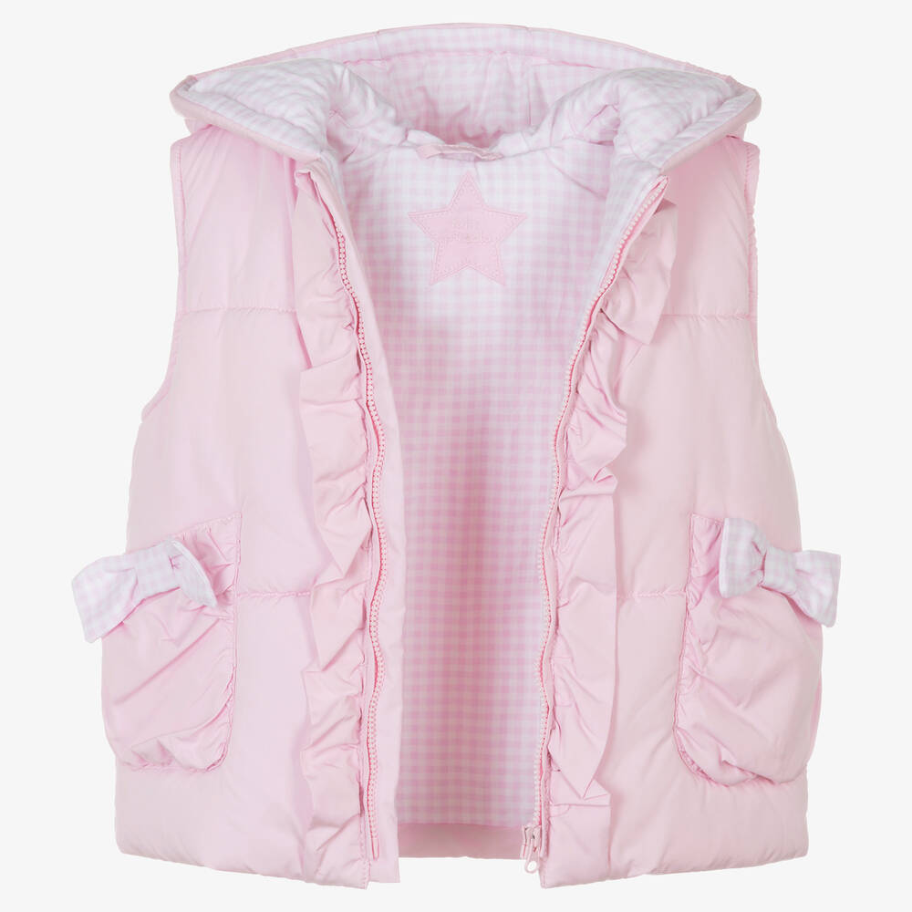 Tutto Piccolo-Розовый пуховый жилет с капюшоном | Childrensalon Outlet