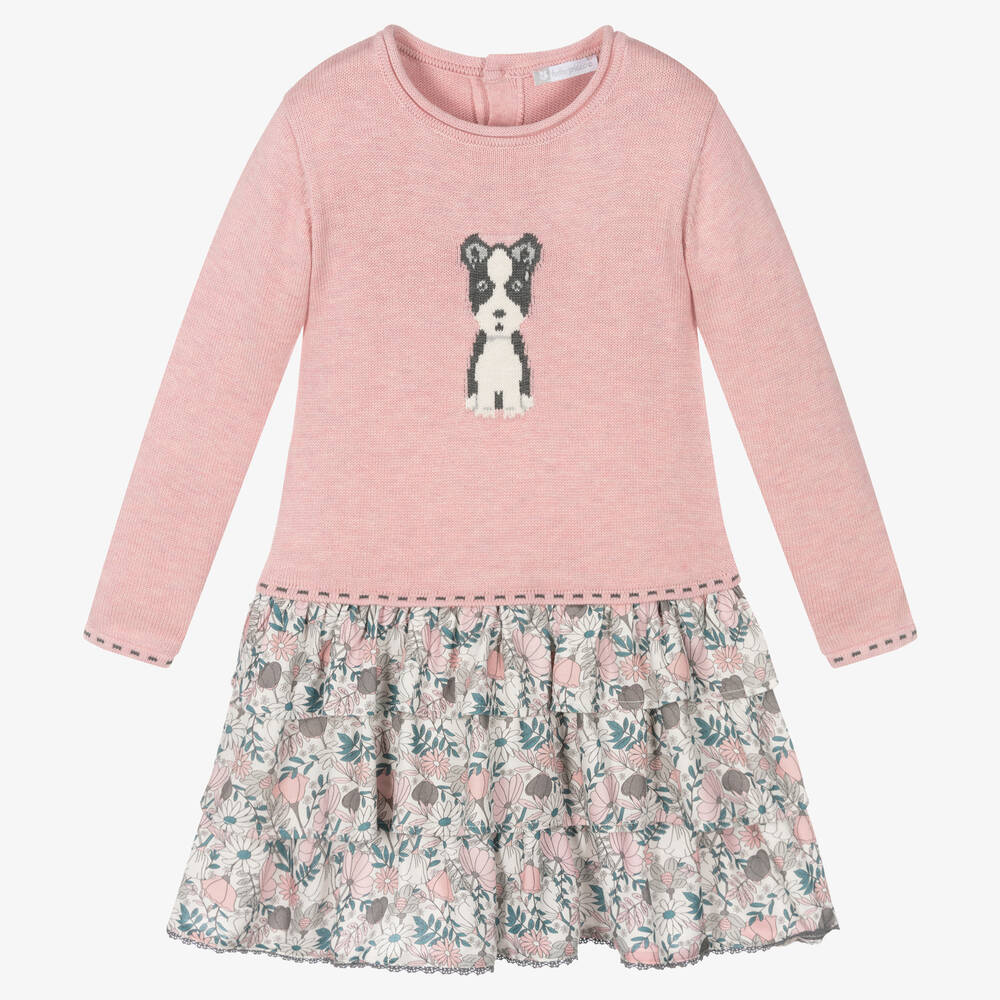 Tutto Piccolo - Girls Pink Knitted Dress Set  | Childrensalon