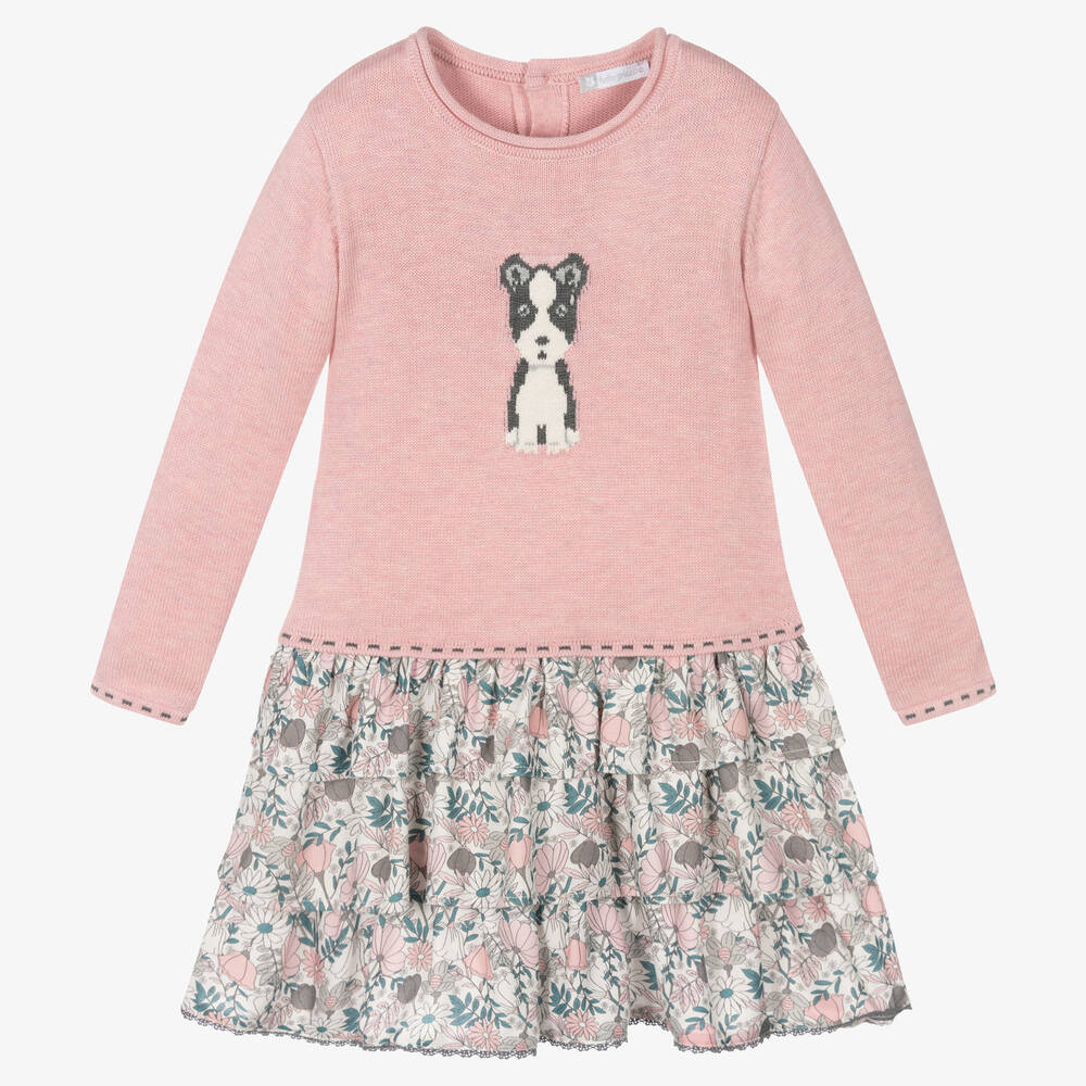 Tutto Piccolo-Girls Pink Knitted Dress Set  | Childrensalon Outlet