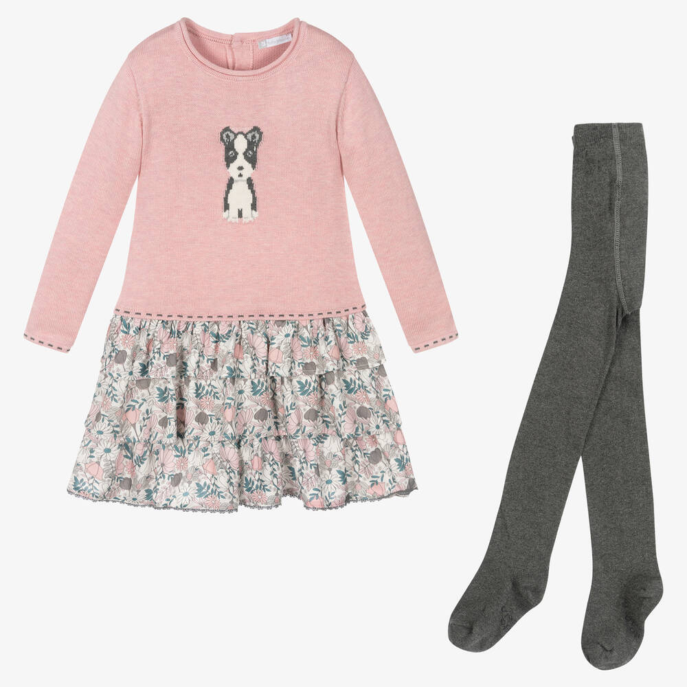 Tutto Piccolo-Girls Pink Knitted Dress Set | Childrensalon Outlet