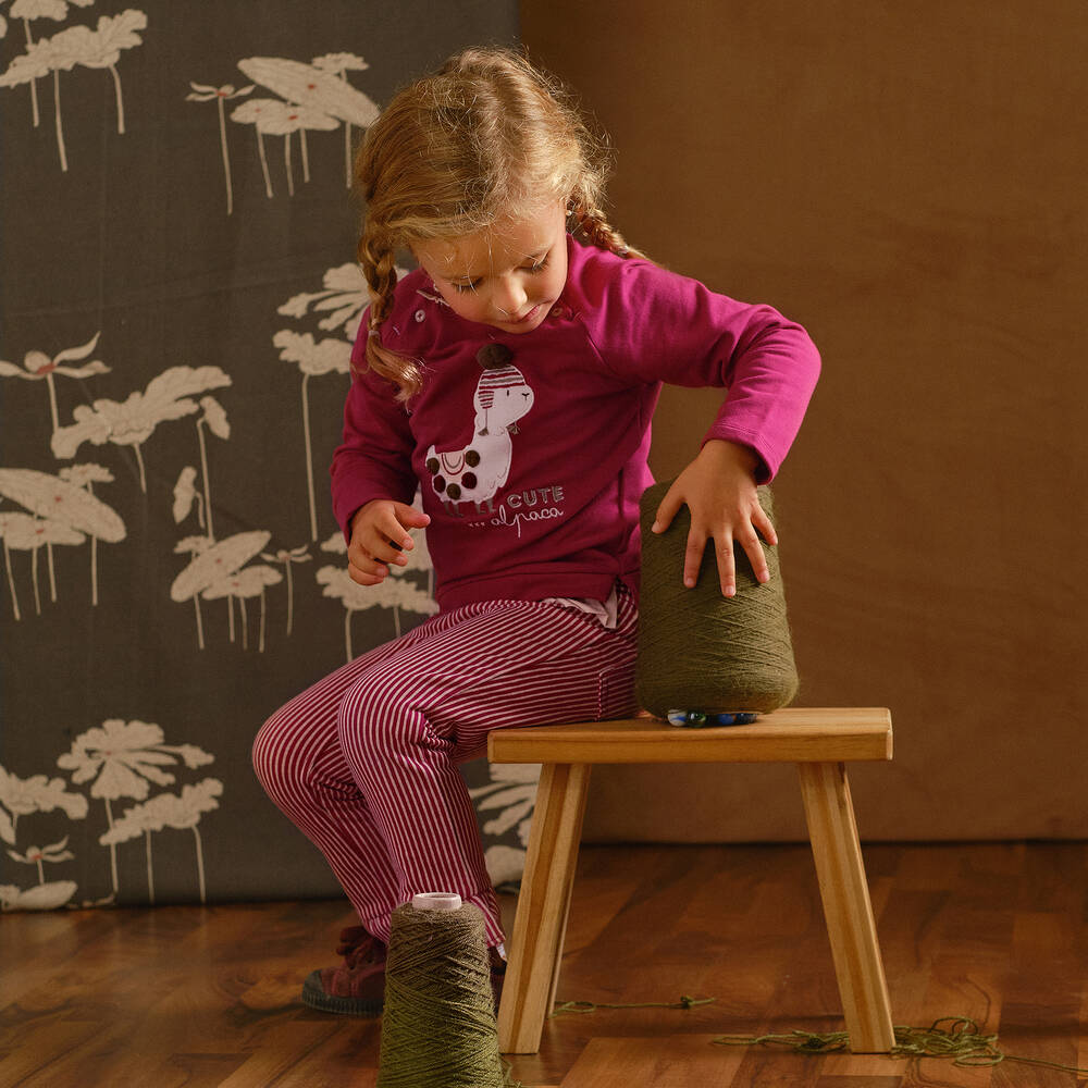 Tutto Piccolo-طقم ليغنغز قطن جيرسي لون زهري للبنات | Childrensalon Outlet