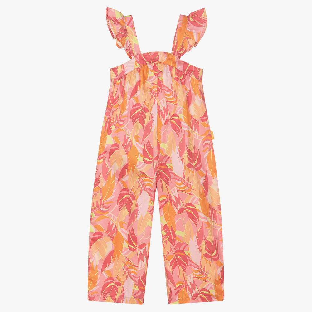 Tutto Piccolo - Girls Pink & Orange Cotton Jumpsuit | Childrensalon