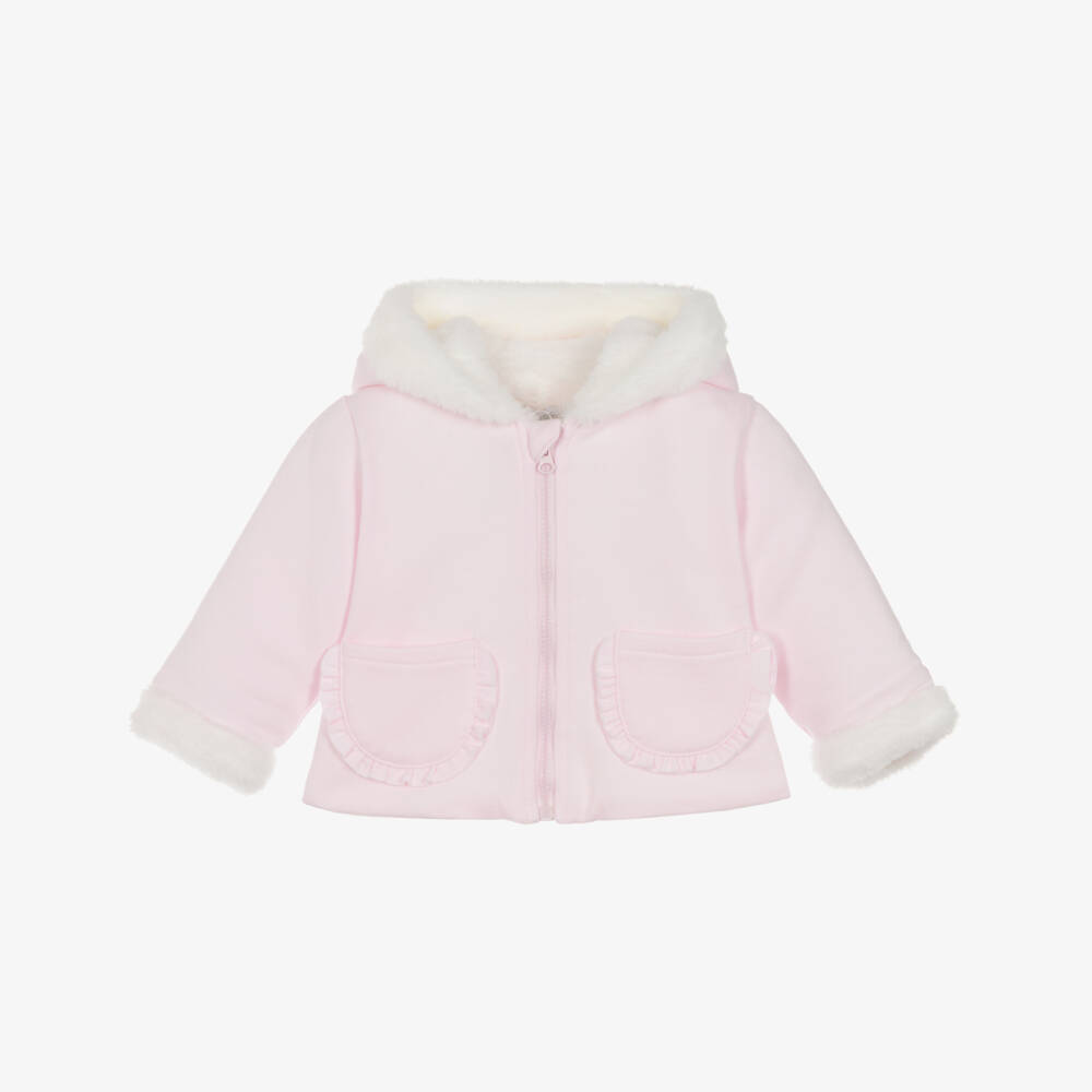 Tutto Piccolo-Girls Pink Plush Hooded Jacket | Childrensalon Outlet