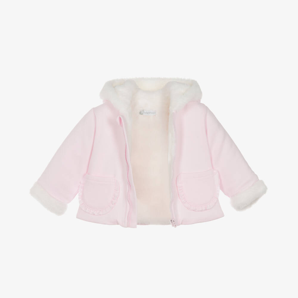 Tutto Piccolo-Girls Pink Plush Hooded Jacket | Childrensalon Outlet