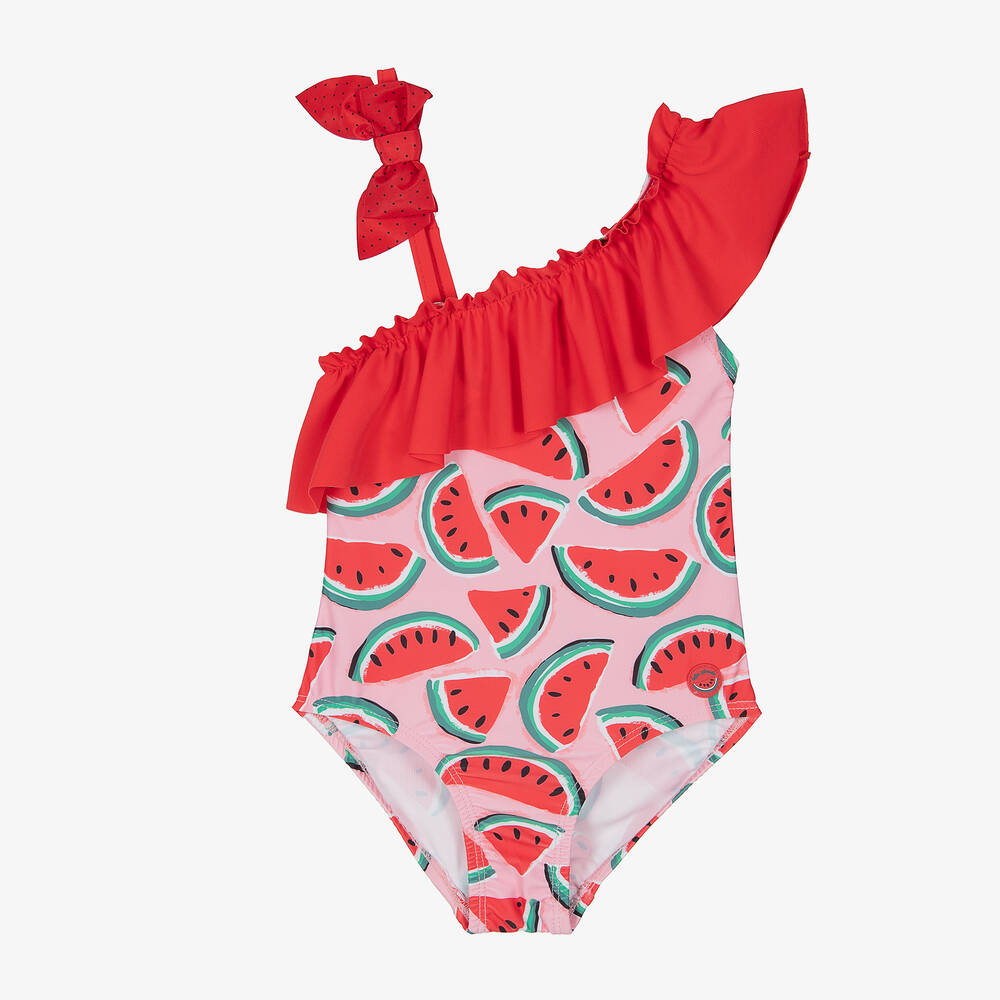 Tutto Piccolo - Girls Pink & Red Watermelon Swimsuit | Childrensalon