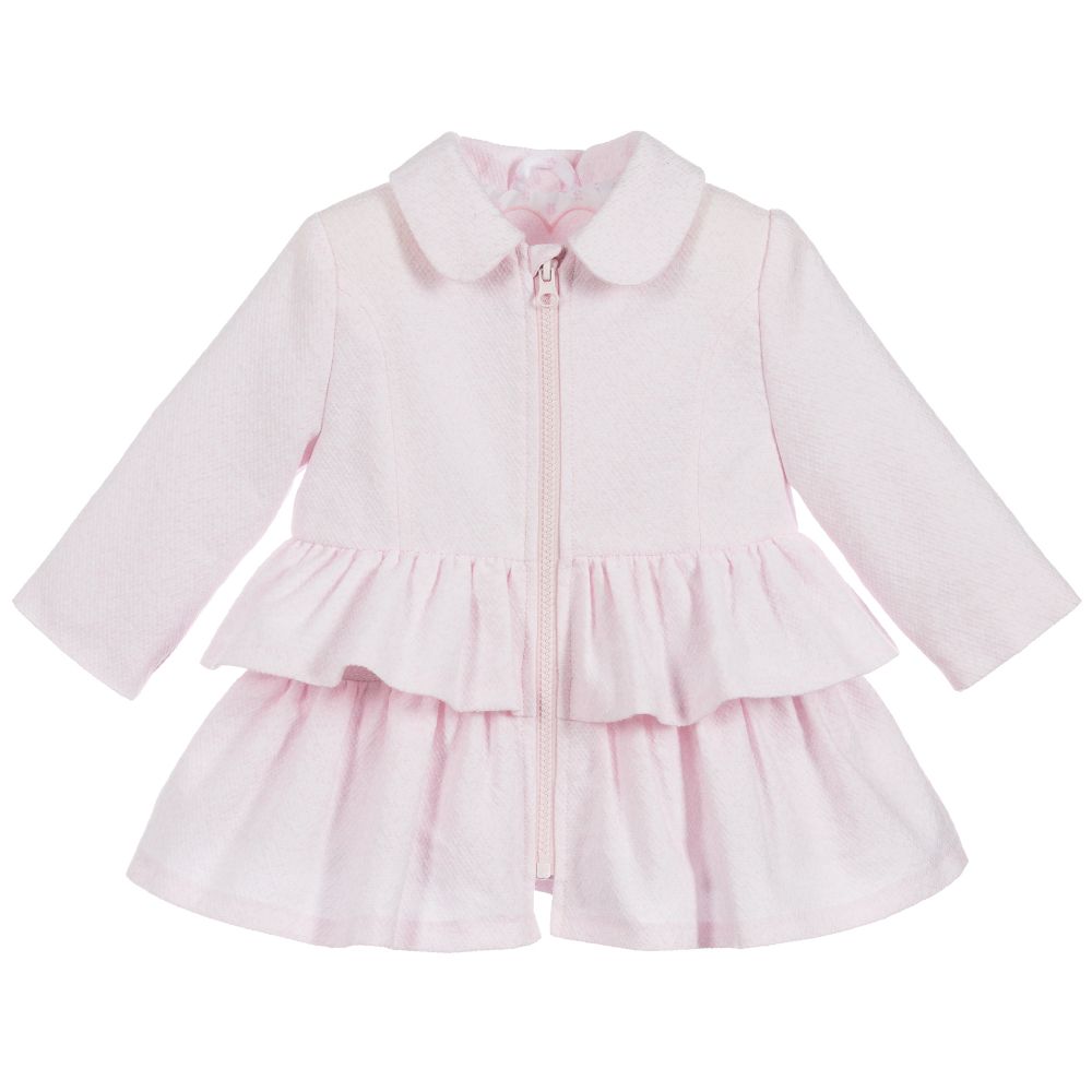 Tutto Piccolo - Girls Pink Ruffle Coat | Childrensalon
