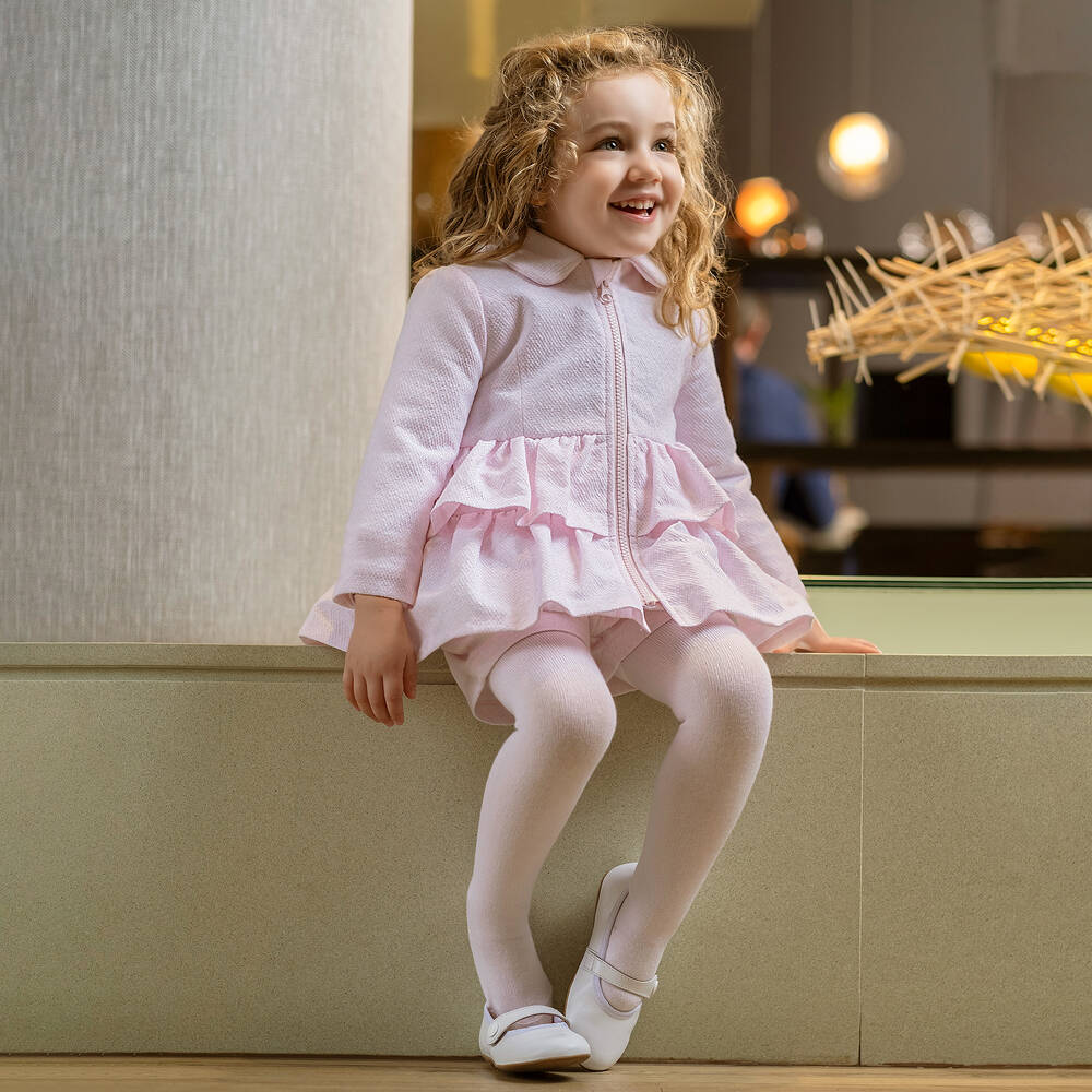 Tutto Piccolo-Розовое пальто с оборками для девочек | Childrensalon Outlet