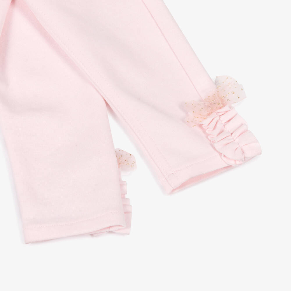 Tutto Piccolo-Розовый худи с рюшами и леггинсы для девочек | Childrensalon Outlet