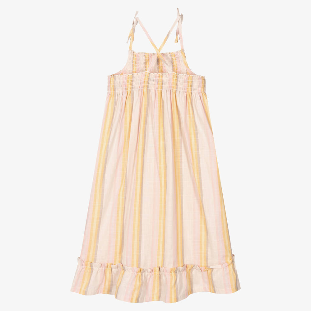 Tutto Piccolo-Розовое пляжное платье из хлопка в полоску | Childrensalon Outlet