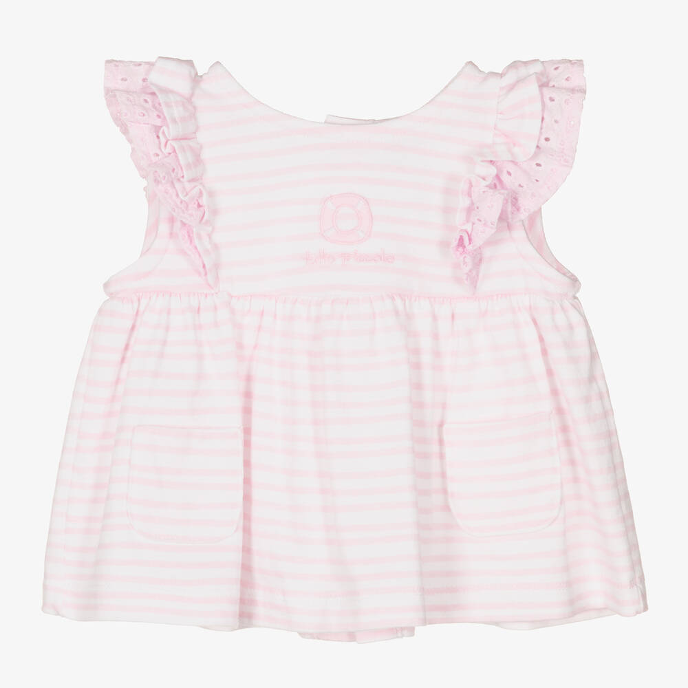 Tutto Piccolo - Girls Pink Striped Cotton Shorts Set | Childrensalon