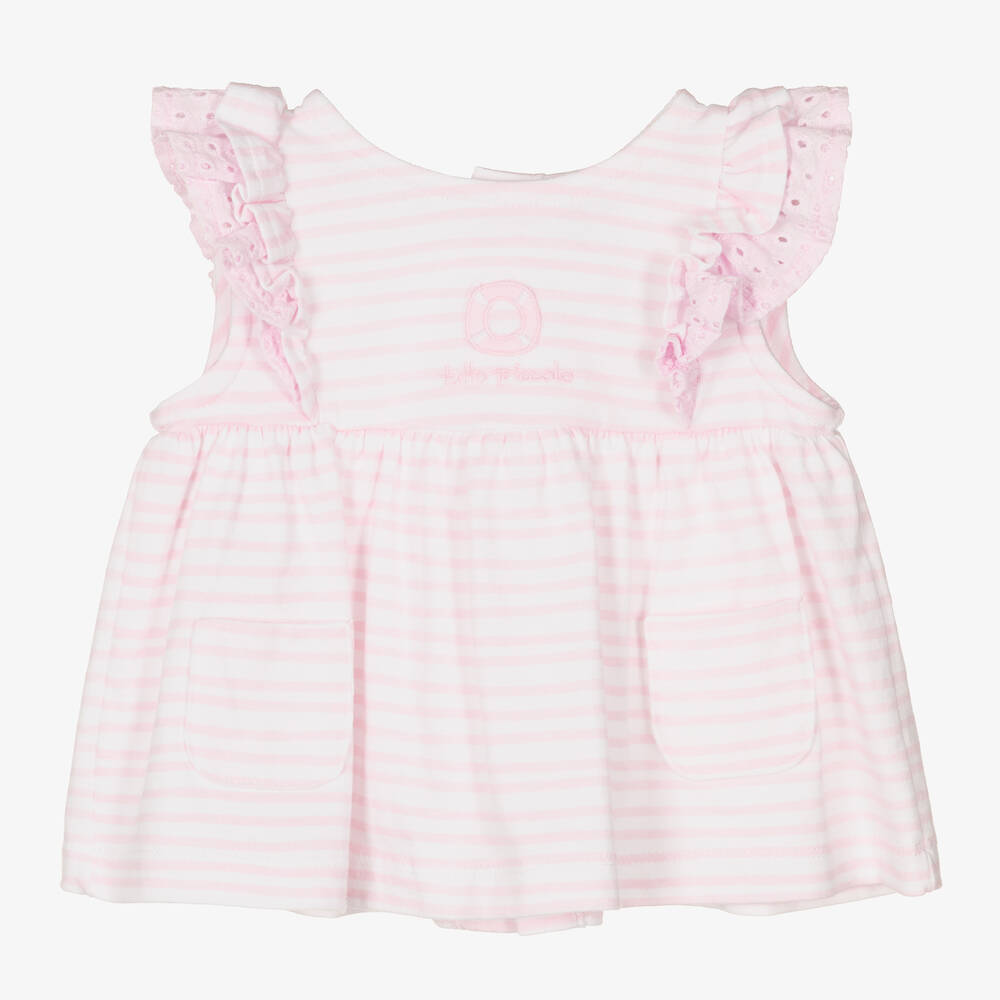 Tutto Piccolo-Girls Pink Striped Cotton Shorts Set | Childrensalon Outlet