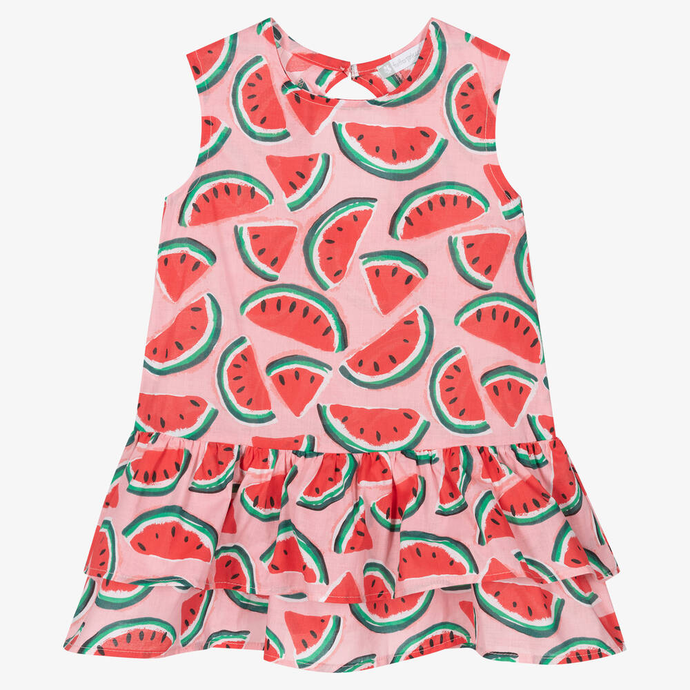 Tutto Piccolo-Розовое хлопковое платье с арбузами | Childrensalon Outlet