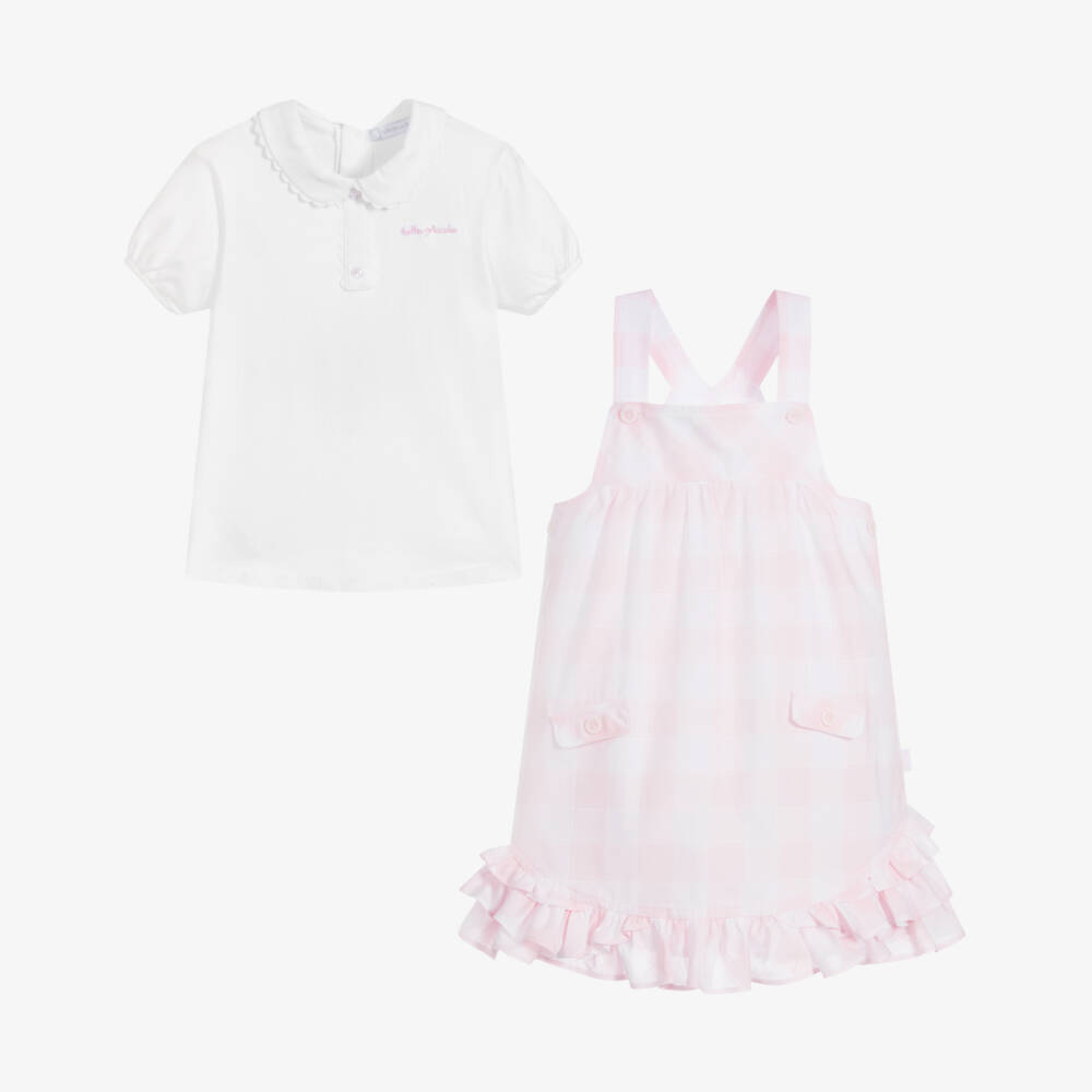 Tutto Piccolo-Girls Pink & White Dress Set | Childrensalon Outlet