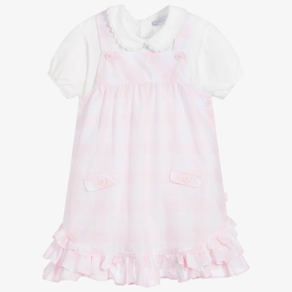 Tutto Piccolo-فستان بينافور وتوب قطن لون زهري وأبيض | Childrensalon Outlet