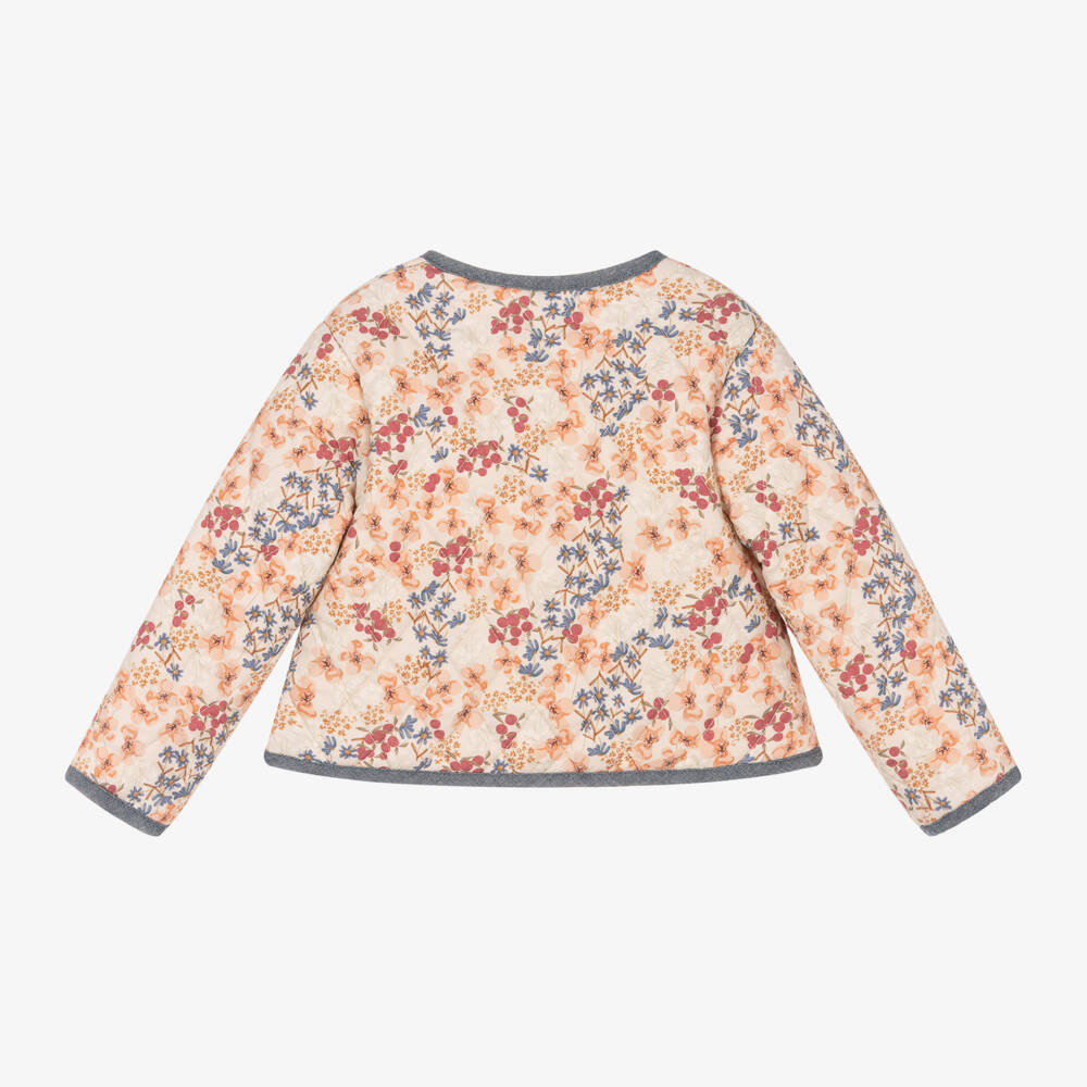 Tutto Piccolo-Girls Quilted Beige Floral Coat | Childrensalon Outlet