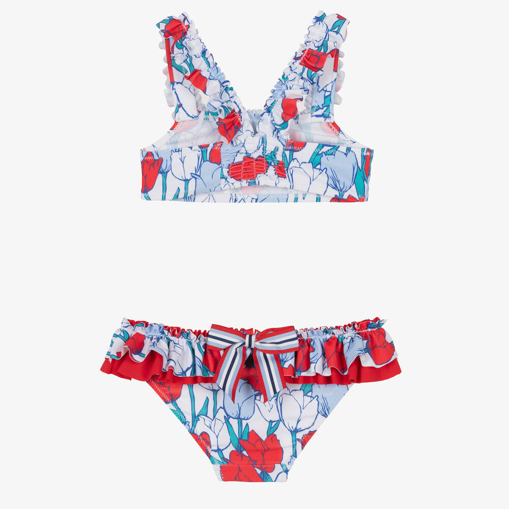 Tutto Piccolo-Girls Red & Blue Tulip Bikini | Childrensalon Outlet