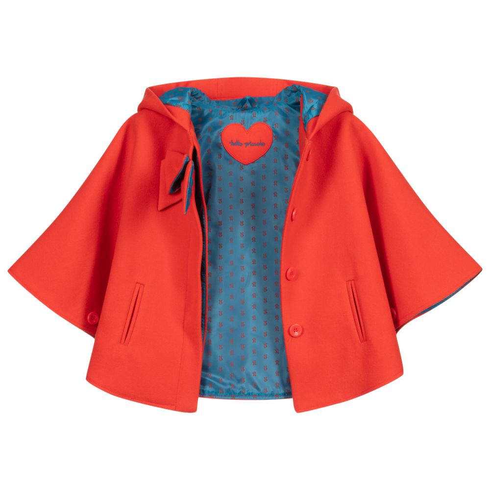 Tutto Piccolo-Красный кейп с бантом для девочек | Childrensalon Outlet