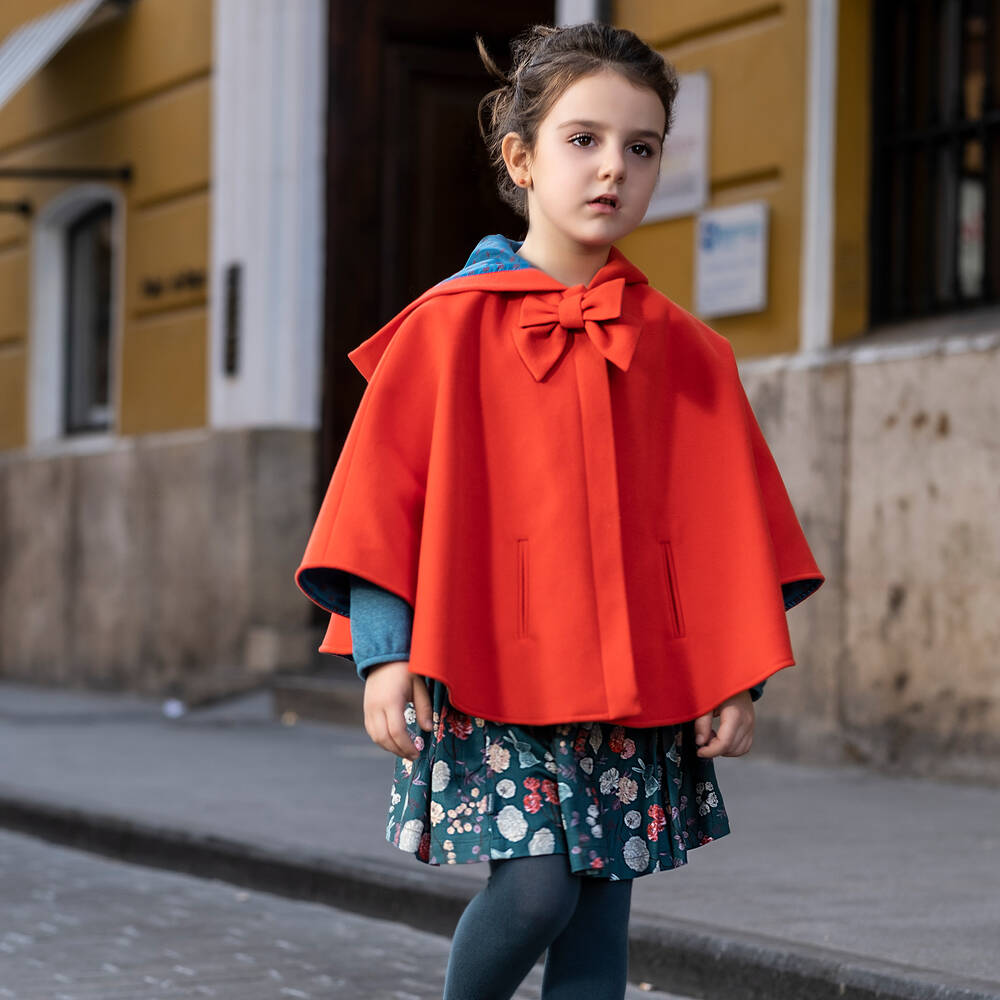 Tutto Piccolo-Красный кейп с бантом для девочек | Childrensalon Outlet