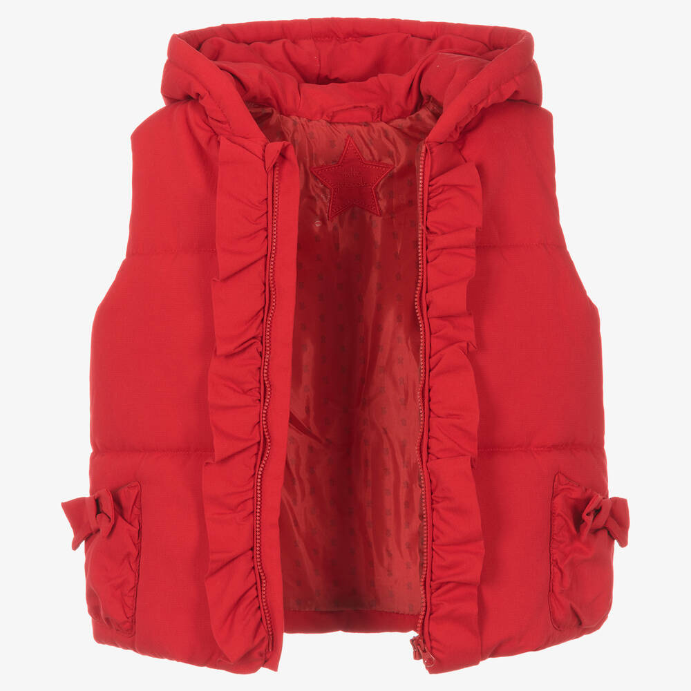 Tutto Piccolo-Girls Red Bow Padded Gilet | Childrensalon Outlet
