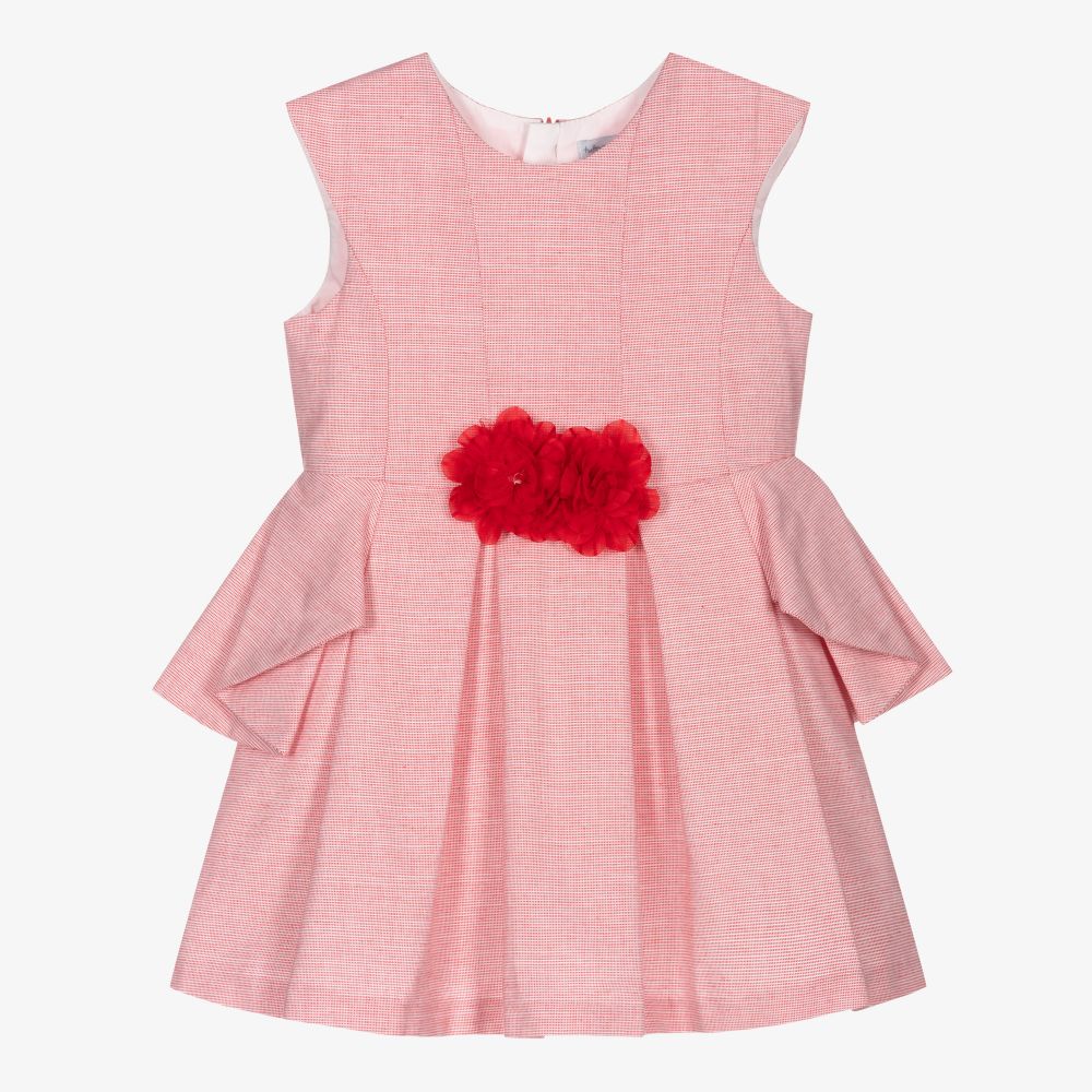 Tutto Piccolo - Girls Red Cotton Flower Dress | Childrensalon