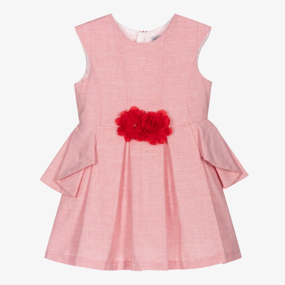 Tutto Piccolo - Robe rouge à fleurs en coton Fille | Childrensalon