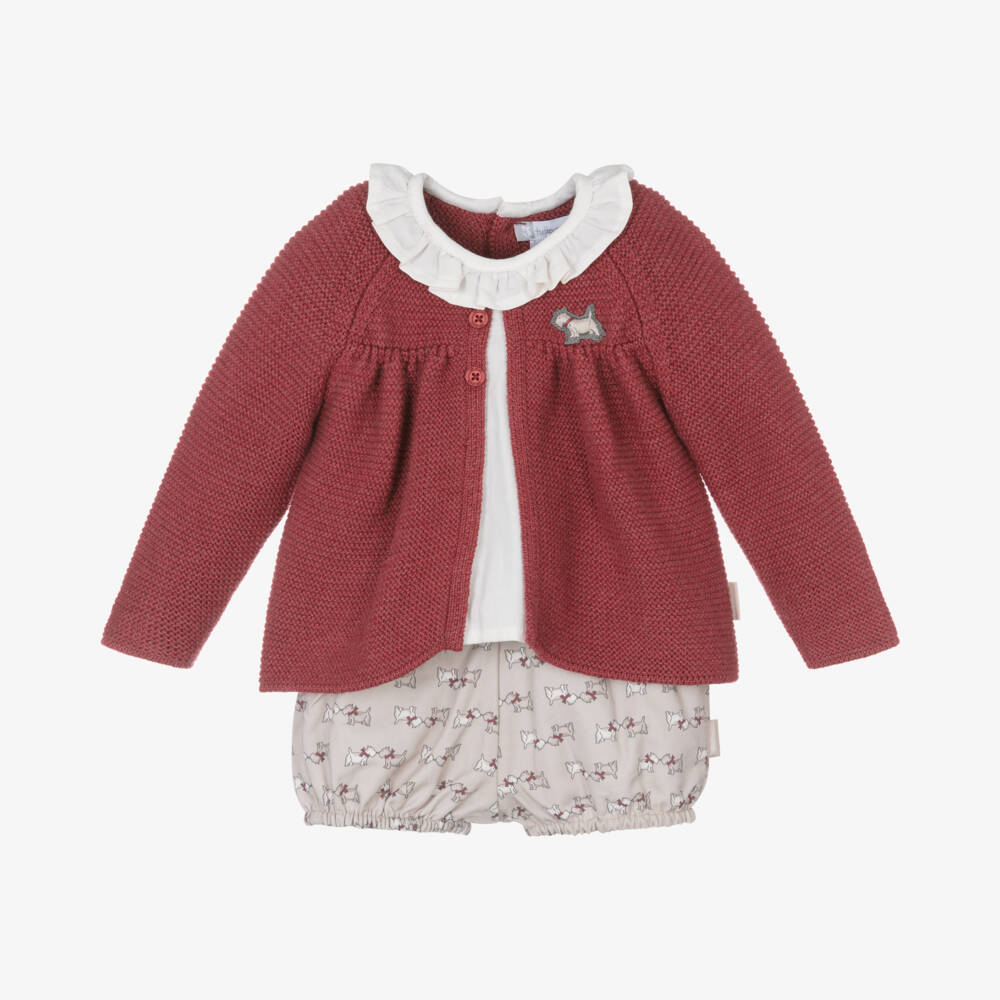 Tutto Piccolo-طقم شورت قطن لون أحمر للمولودات | Childrensalon Outlet