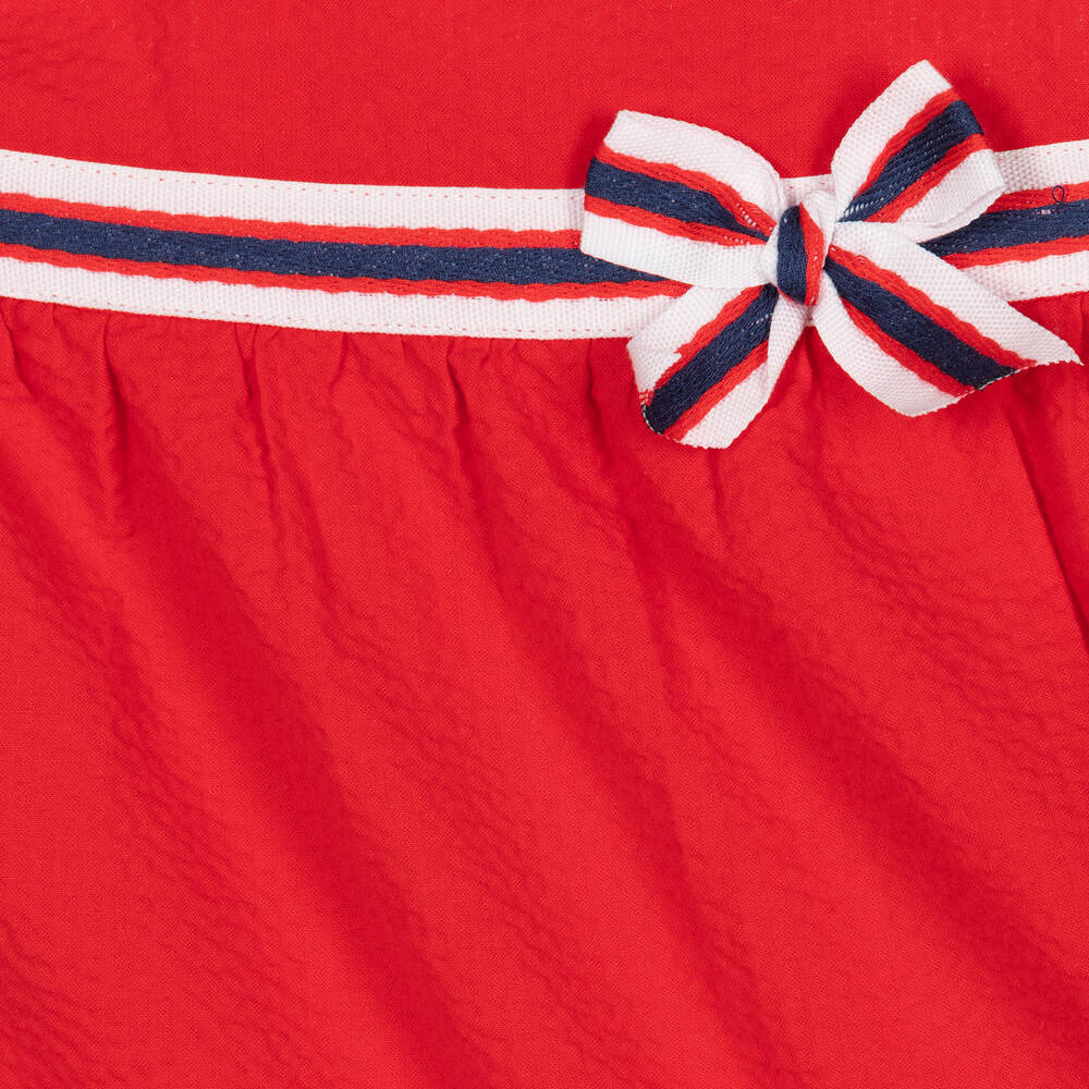 Tutto Piccolo-فستان قطن سيرسوكر لون أحمر | Childrensalon Outlet