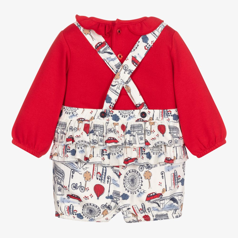 Tutto Piccolo-Girls Red Cotton Shorts Set | Childrensalon Outlet