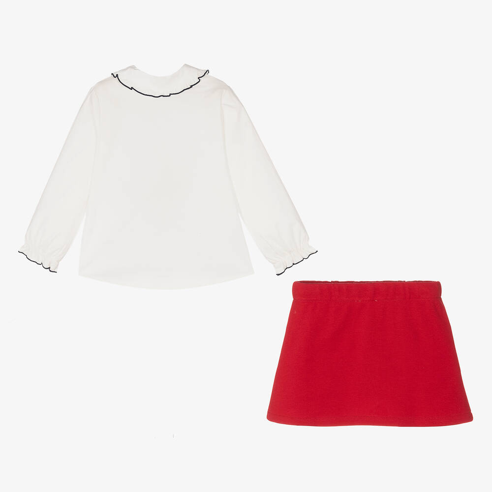 Tutto Piccolo-Girls Red Cotton Skirt Set | Childrensalon Outlet