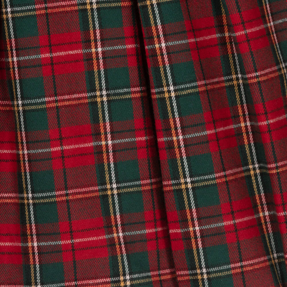 Tutto Piccolo-Girls Red Cotton Tartan Dress Set | Childrensalon Outlet