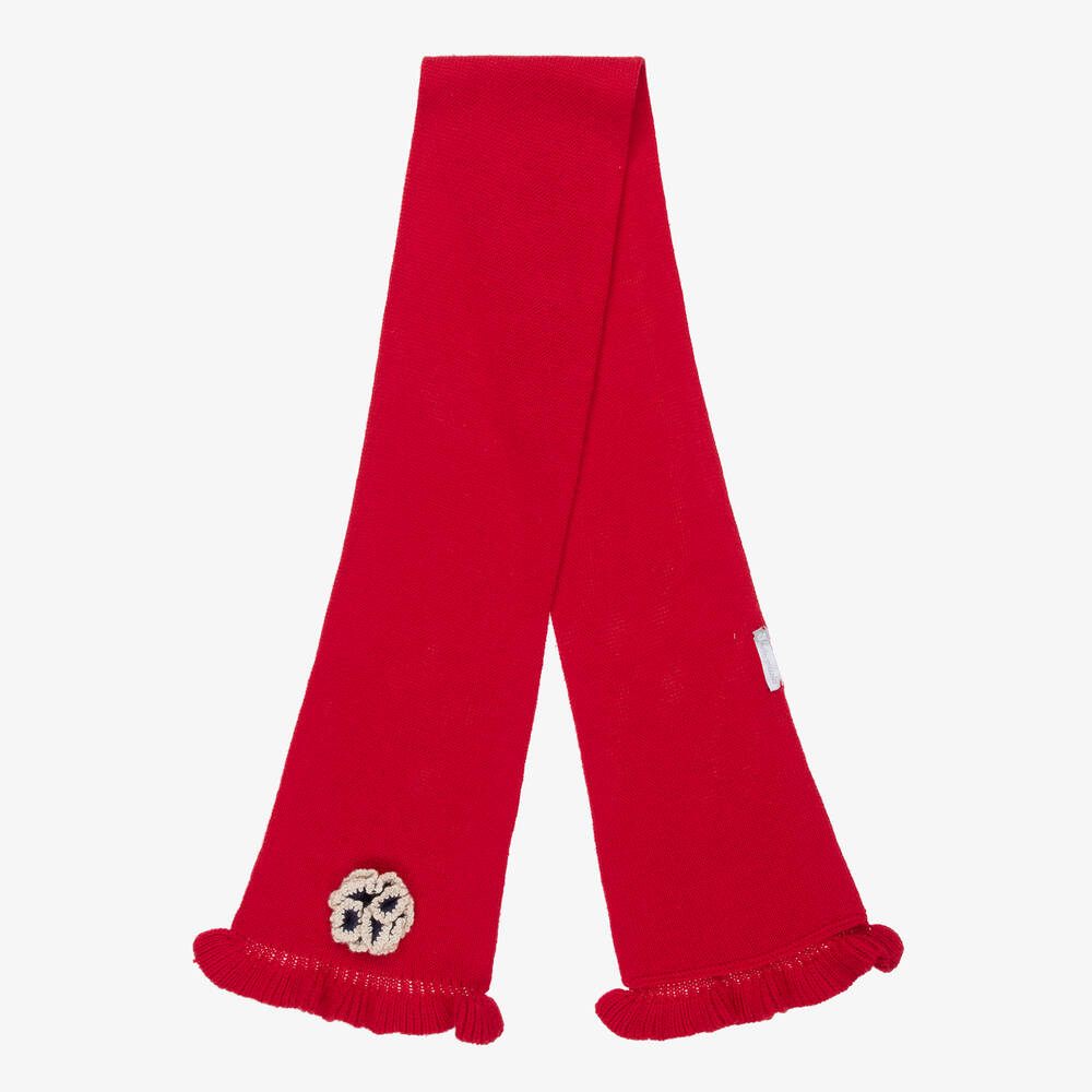 Tutto Piccolo-طقم قبعة وسكارف مزيح قطن لون أحمر للبنات | Childrensalon Outlet