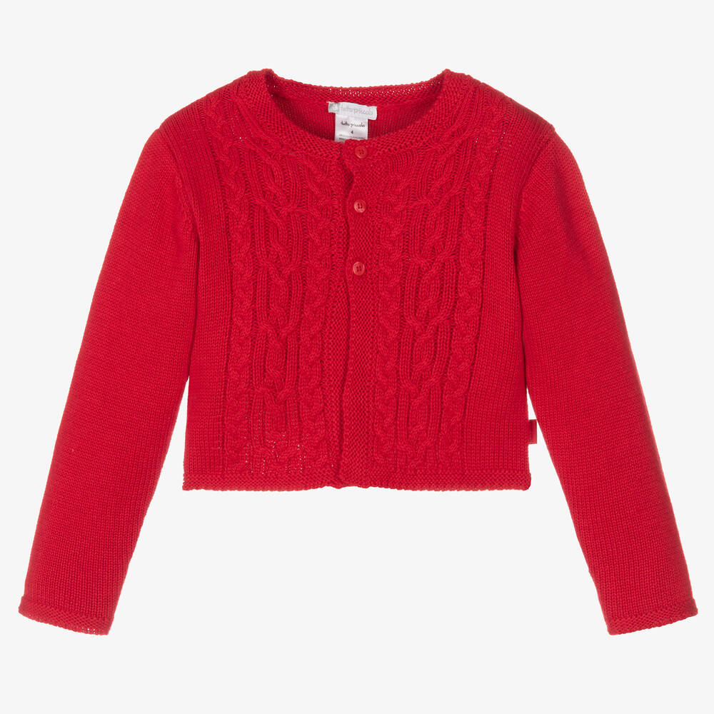 Tutto Piccolo - Girls Red Knitted Cardigan | Childrensalon