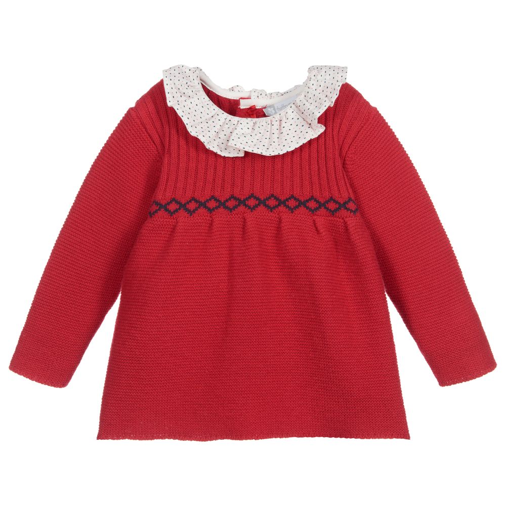 Tutto Piccolo - Girls Red Knitted Sweater | Childrensalon