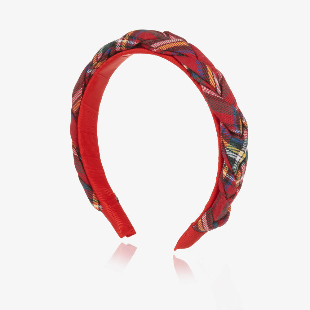 Tutto Piccolo-Girls Red Plaited Tartan Hairband | Childrensalon Outlet