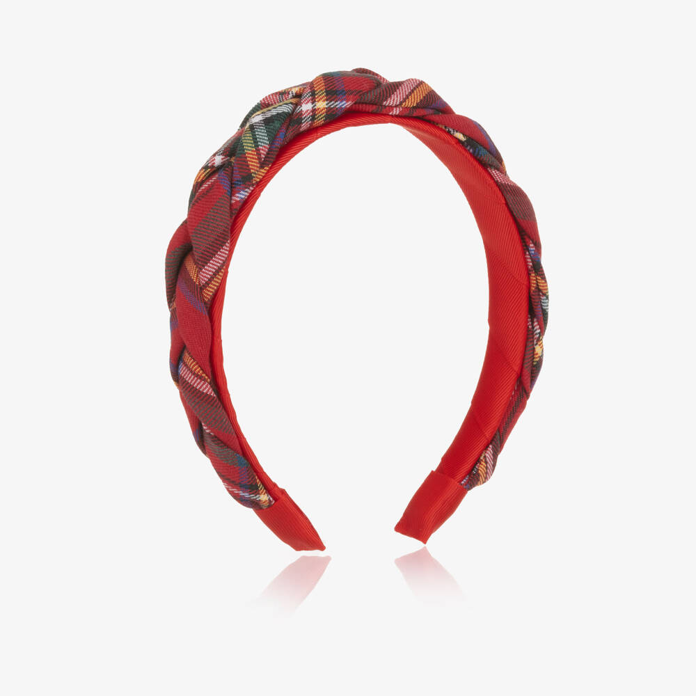 Tutto Piccolo-Girls Red Plaited Tartan Hairband | Childrensalon Outlet