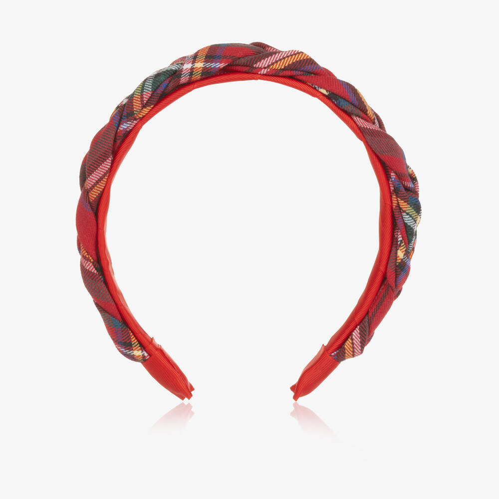 Tutto Piccolo-Girls Red Plaited Tartan Hairband | Childrensalon Outlet