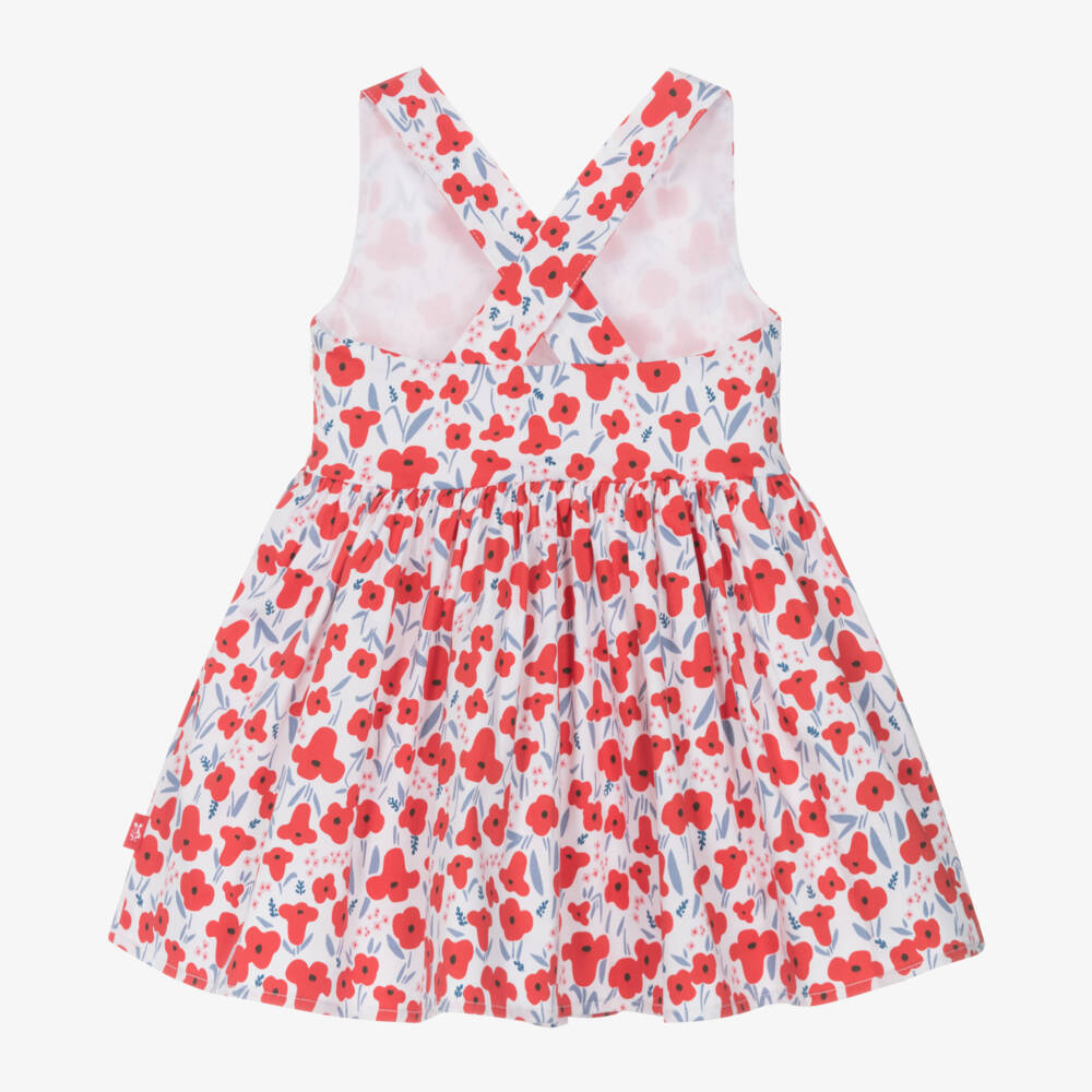 Tutto Piccolo-Платье из красного поплина с маками для девочек | Childrensalon Outlet