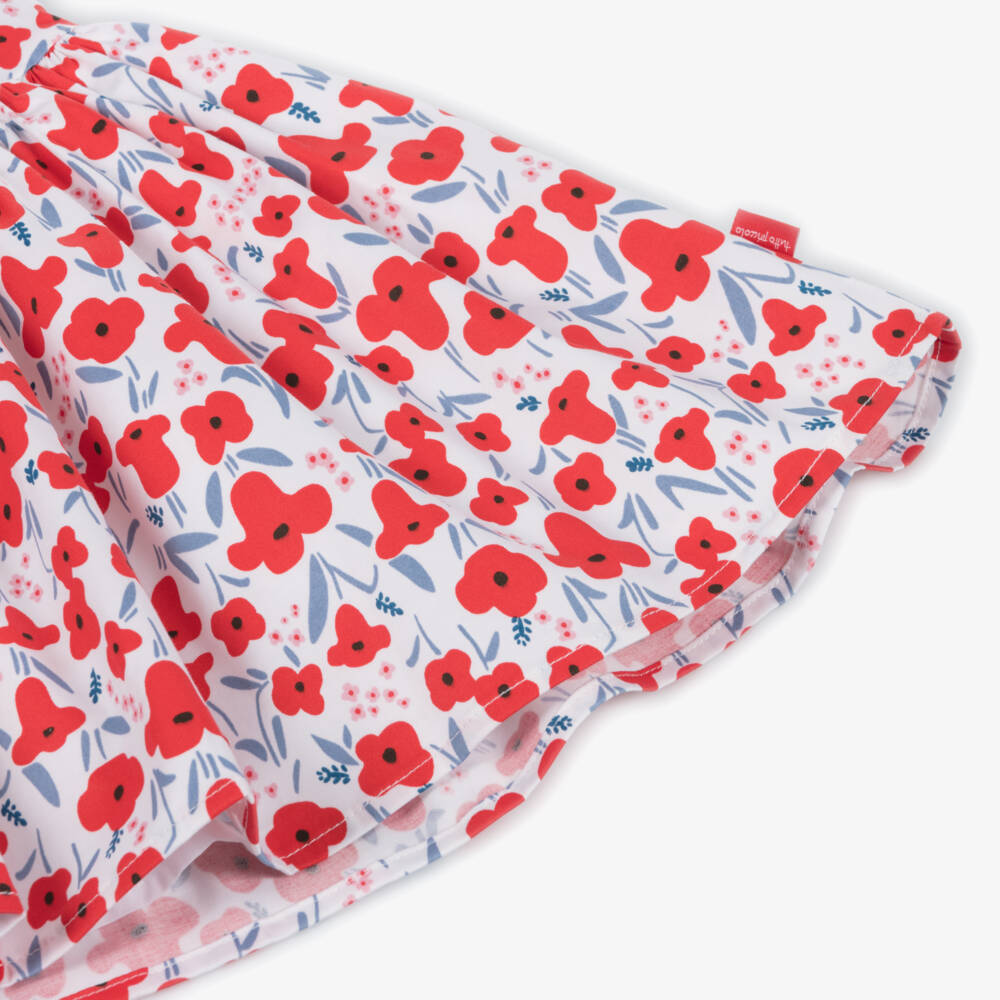 Tutto Piccolo-Платье из красного поплина с маками для девочек | Childrensalon Outlet