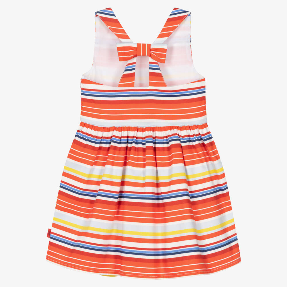 Tutto Piccolo-Girls Red Stripe Cotton Dress | Childrensalon Outlet