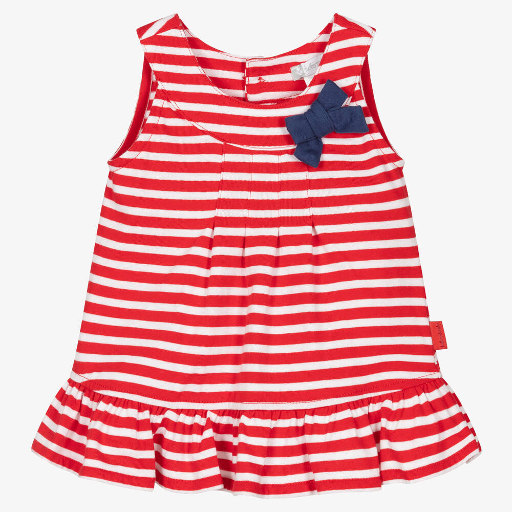 Tutto Piccolo - Rot gestreiftes Baumwollkleid | Childrensalon