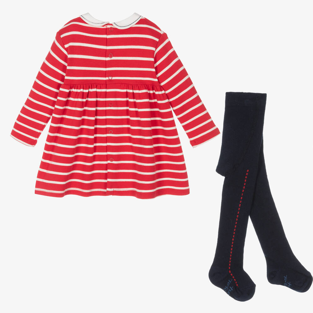 Tutto Piccolo-Красное платье в полоску и колготки | Childrensalon Outlet