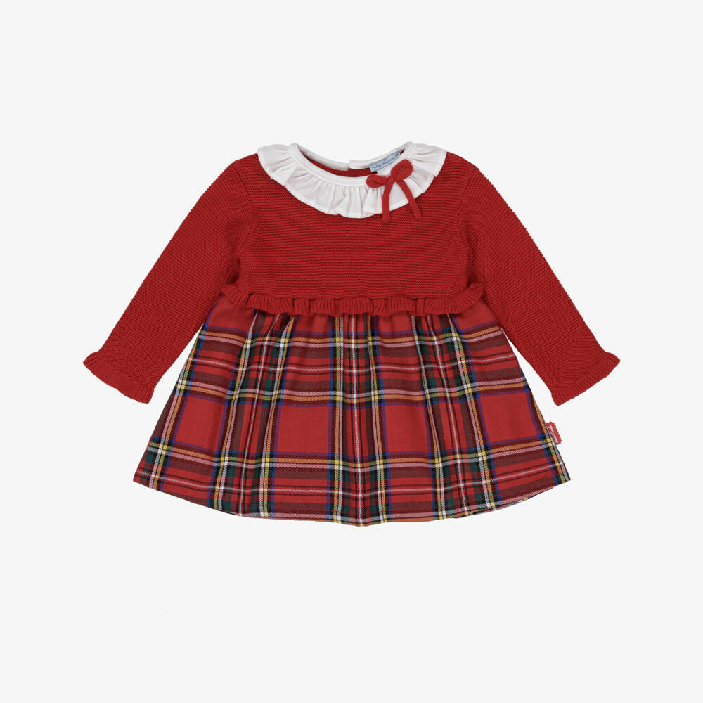 Tutto Piccolo-Girls Red Tartan Dress & Tights Set | Childrensalon Outlet