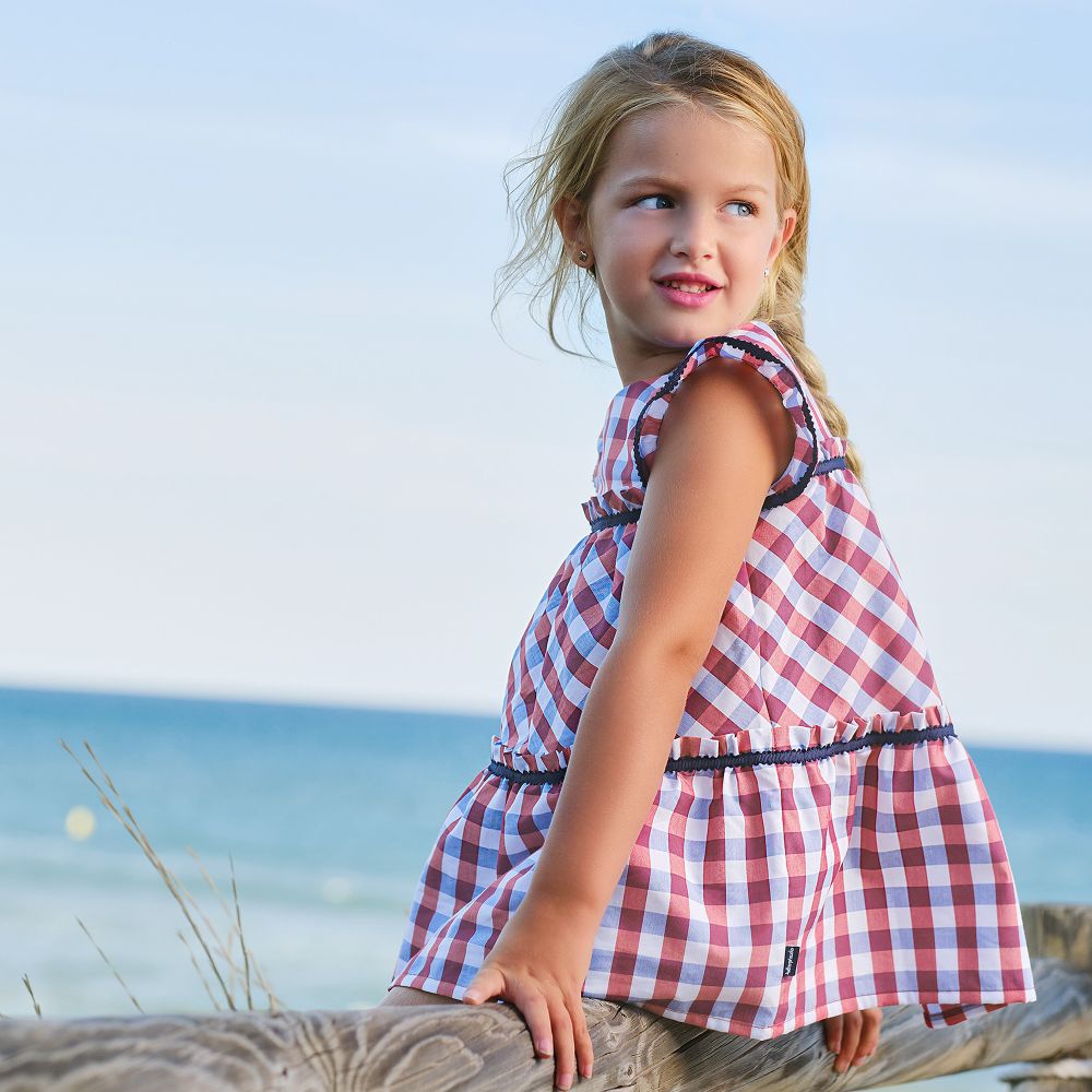 Red white best sale check dress
